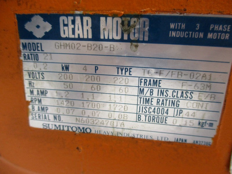 SUMITOMO GHM02-B20-B  UNMP