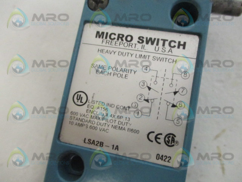 MICRO SWITCH LS2AB-1A LIMIT SWITCH    UNMP