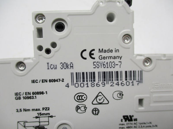 SIEMENS 5SY6103-7 CIRCUIT BREAKER 3A 240V NSNP