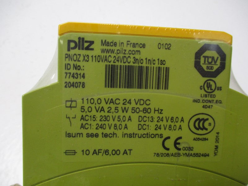 PILZ PNOZ-X3-110VAC-24VDC-3N/O-1N/C-1SO NSMP