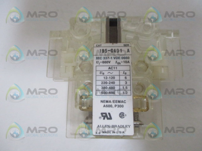INDUSTRIAL SPARE PART 195-GA01 SER. A AUXILIARY CONTACT  UNMP