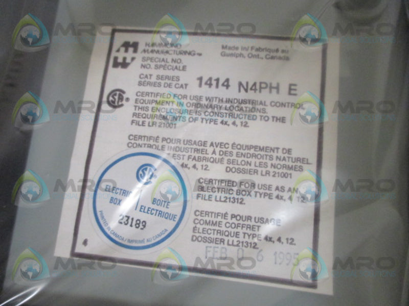 HAMMOND 1414N4PHE JIC BOX PANEL INCLUDED  NSMP