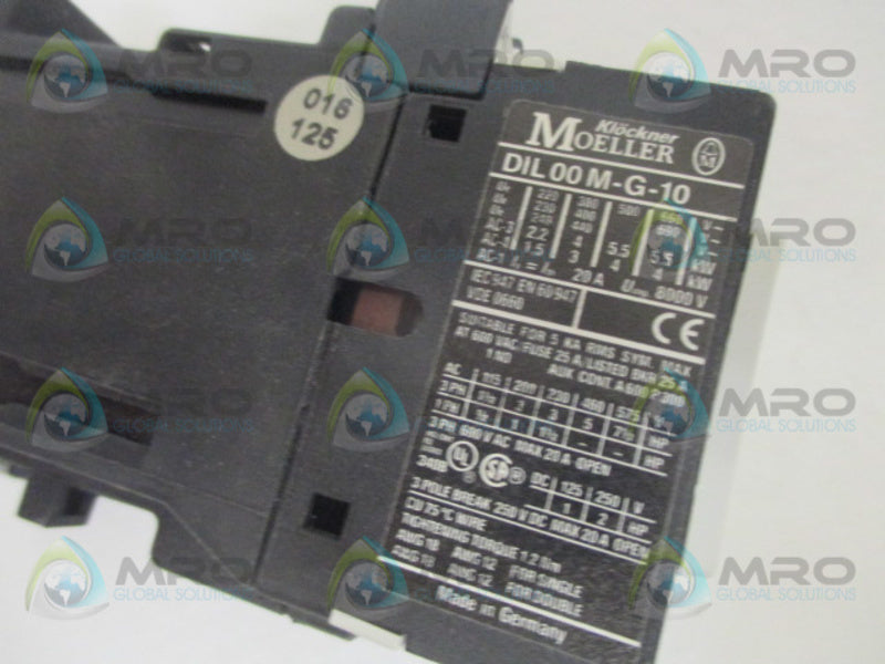 KLOCKNER MOELLER DIL00M-G-10 CONTACTOR 120VDC  NSMP