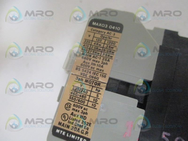 MTE MAXO3 CONTACTOR 115V  NSNP