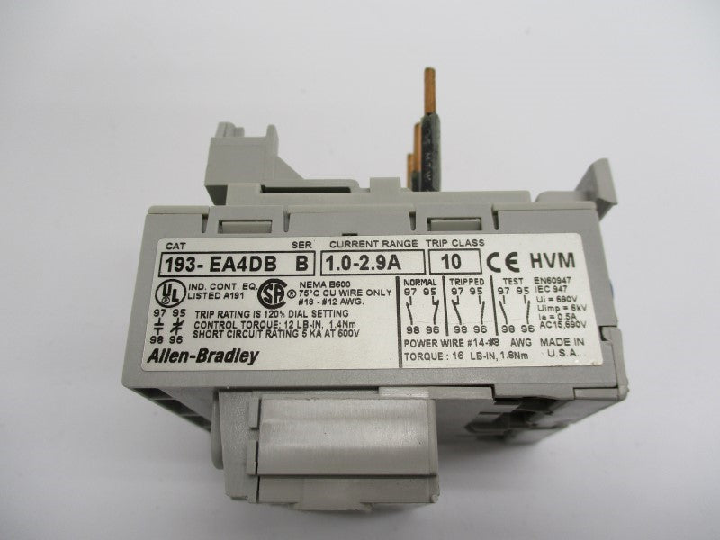 ALLEN BRADLEY 193-EA4DB SER. B 600V 1.0-2.9A UNMP