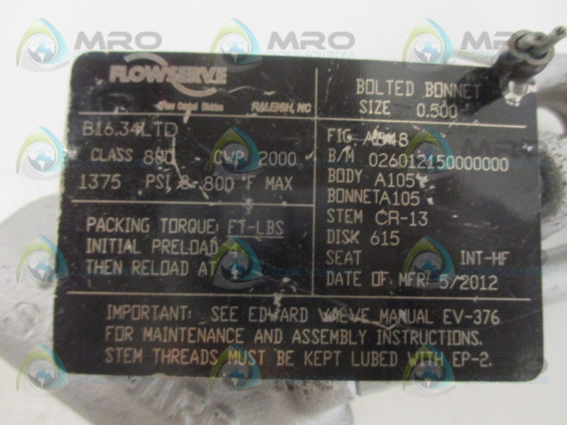 FLOWSERVE B16.34LTD VALVE  NSNP