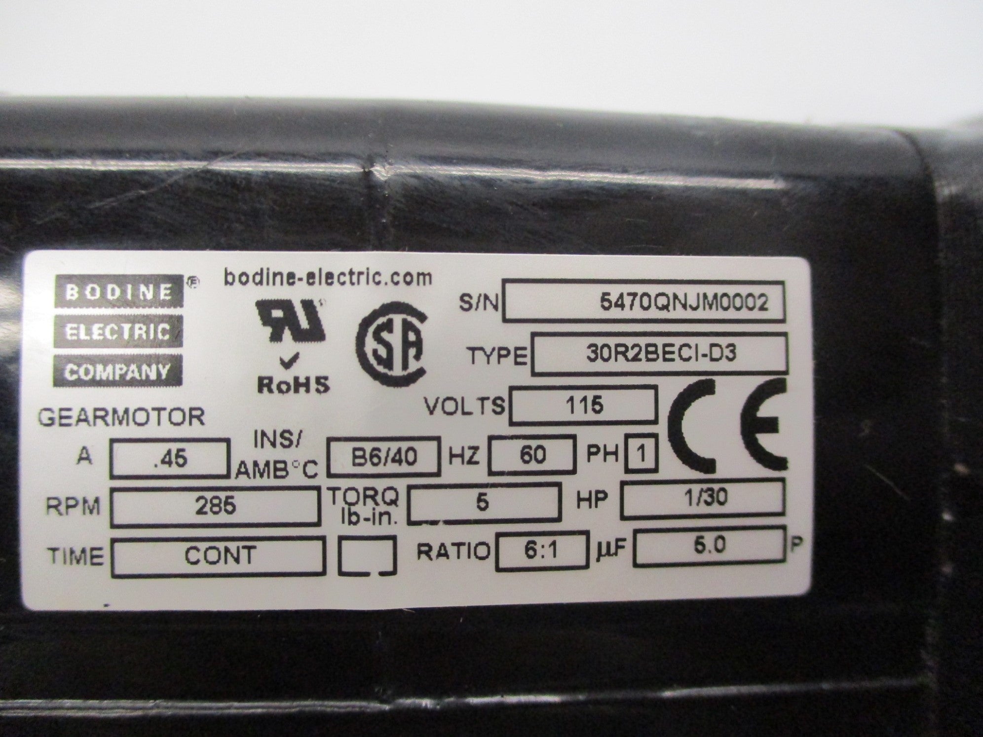 BODINE ELECTRIC 30R2BECI-D3 115V .45A NSNP