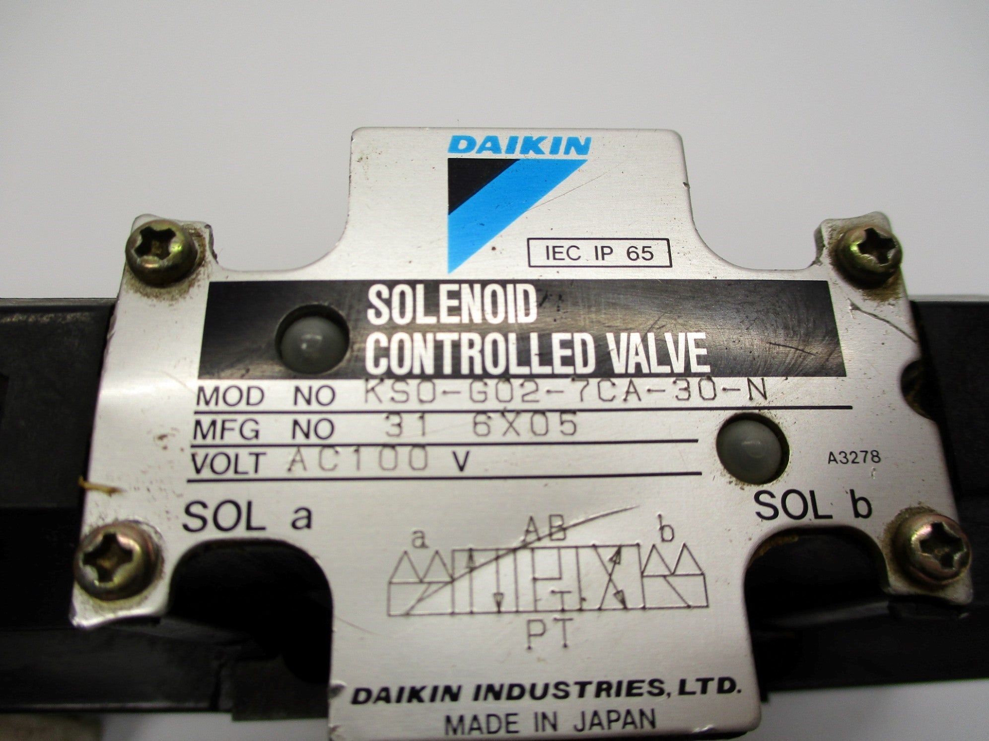 DAIKIN KSO-G02-7CA-30-N 100VAC UNMP