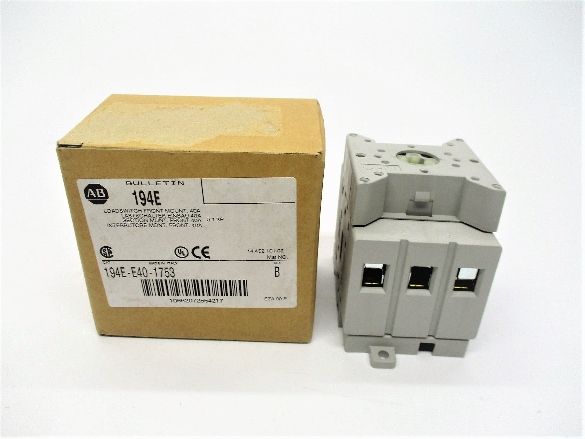 INDUSTRIAL SPARE PART 194E-E40-1753 SER. B 600VAC 40A (BR/WH) NSMP
