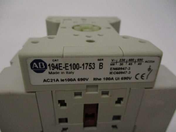 ALLEN BRADLEY 194E-E100-1753 SER. B 690V 100A (BR/WH) NSMP