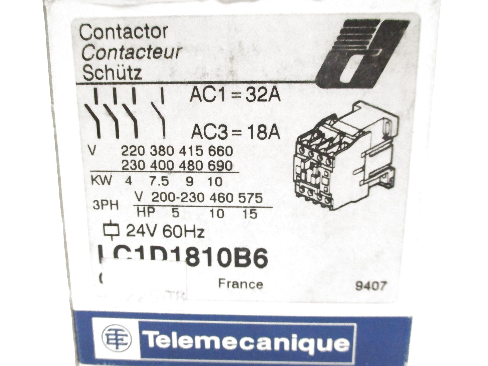 TELEMECANIQUE LC1D1810B6 24V 32A NSMP