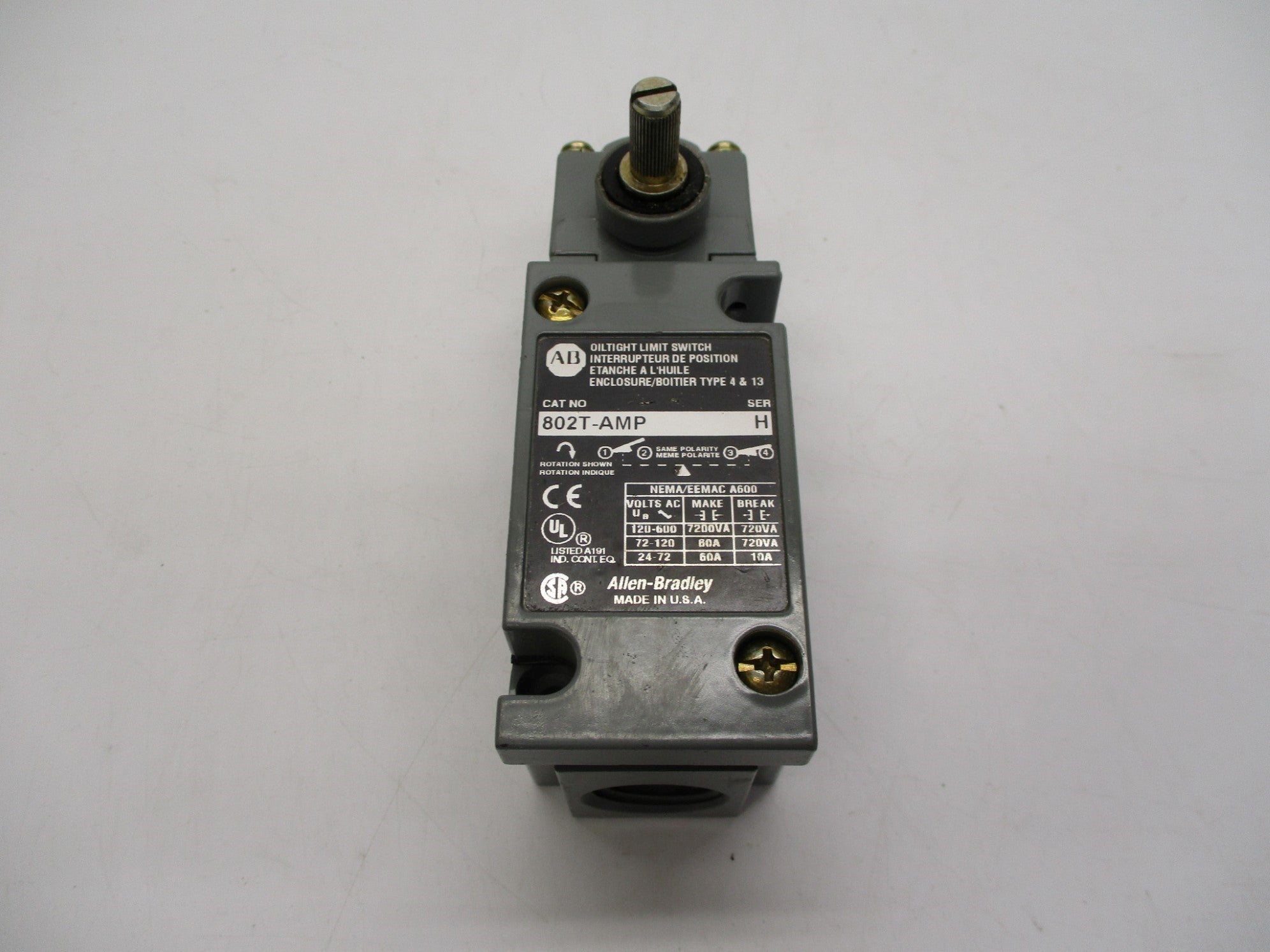 ALLEN BRADLEY 802T-AMP SER. H 120-600VAC 60A NSNP