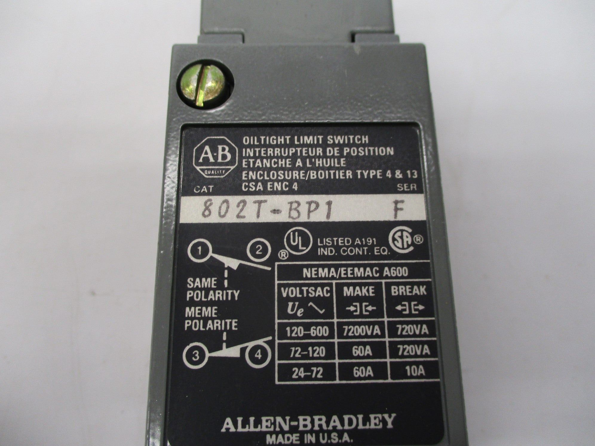 INDUSTRIAL SPARE PART 802T-BP1 SER. F (BK/YL) NSMP