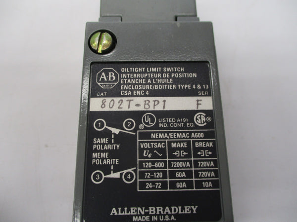 ALLEN BRADLEY 802T-BP1 SER. F (BK/YL) NSMP