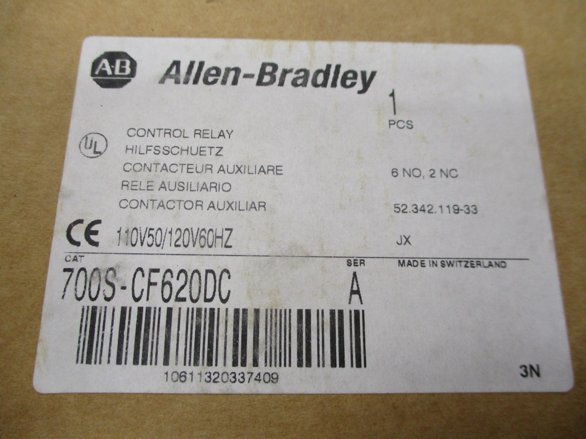 ALLEN BRADLEY 700S-CF620DC SER. A 110/120V (BR/WH) NSMP