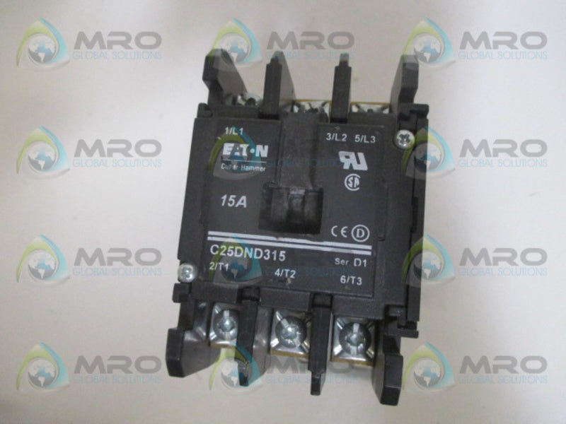 CUTLER HAMMER C25DND315 SER. D1 CONTACTOR 15A (NO COIL)  UNMP