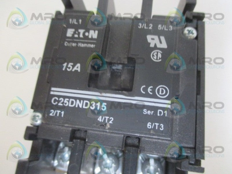 CUTLER HAMMER C25DND315 SER. D1 CONTACTOR 15A (NO COIL)  UNMP