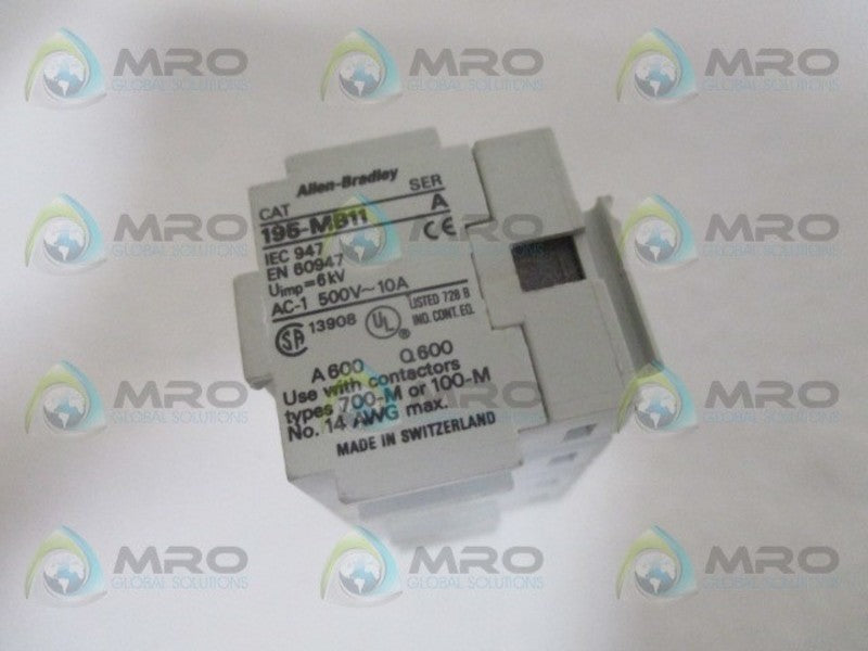 INDUSTRIAL SPARE PART 195-MB11 SER. A AUXILIARY CONTACT ADDER DECK UNMP