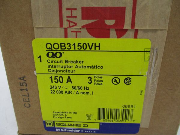 SQUARE D QOB3150VH 240V 150A NSFS