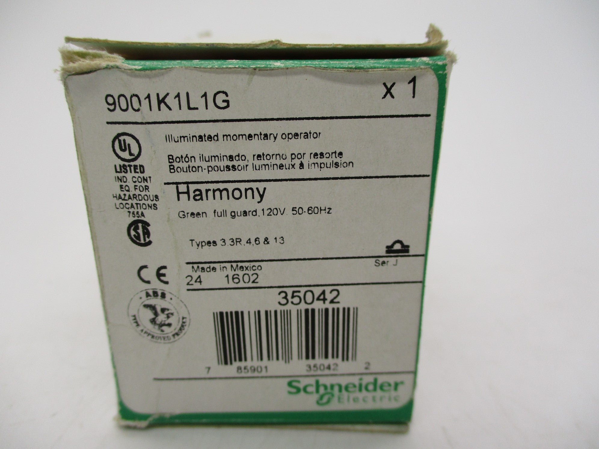 SCHNEIDER ELECTRIC 9001K1L1G SER. J 120V NSMP