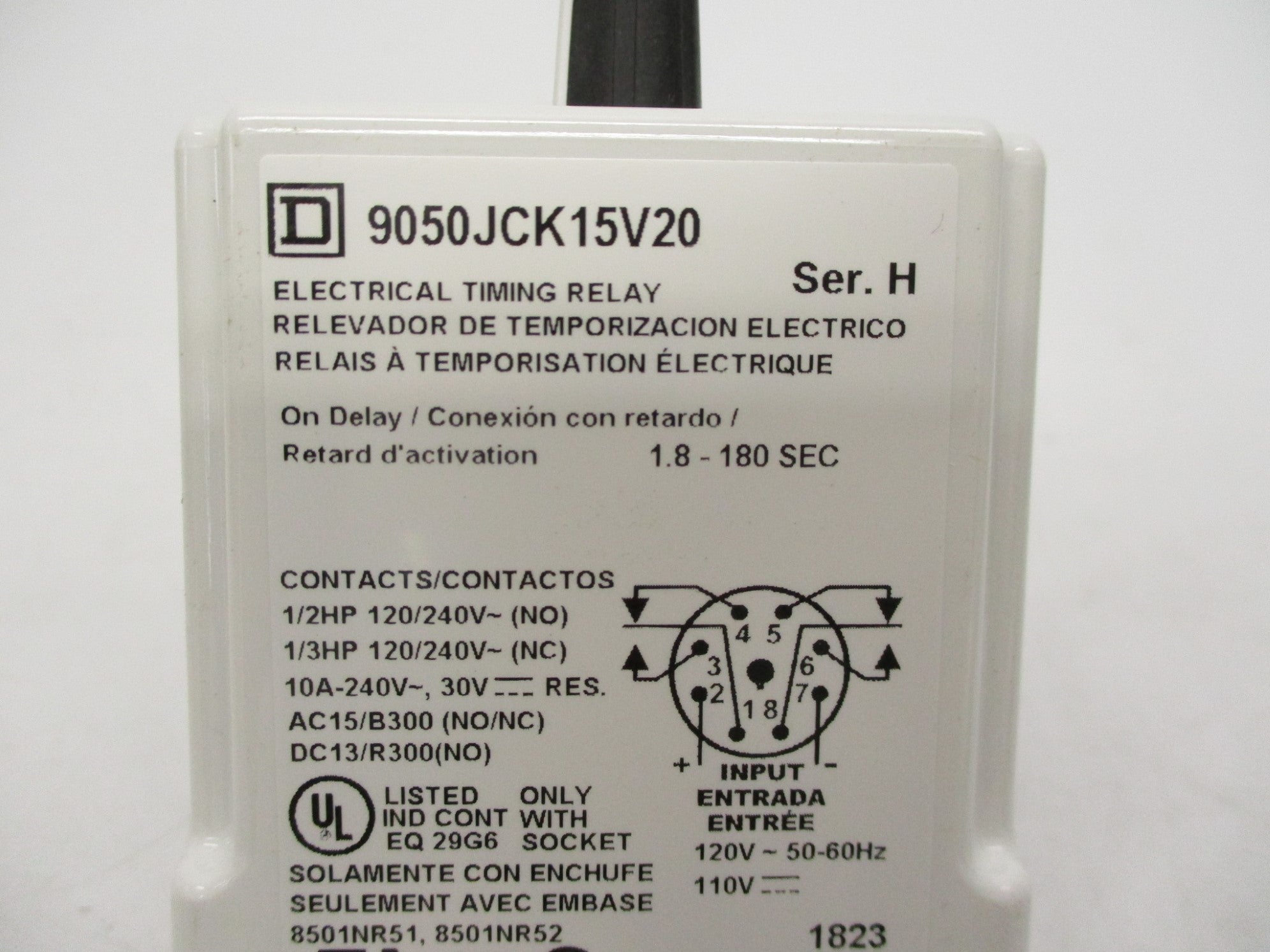 SQUARE D 9050JCK15V20 SER. H 110/120V 10A 1.8-180S NSMP