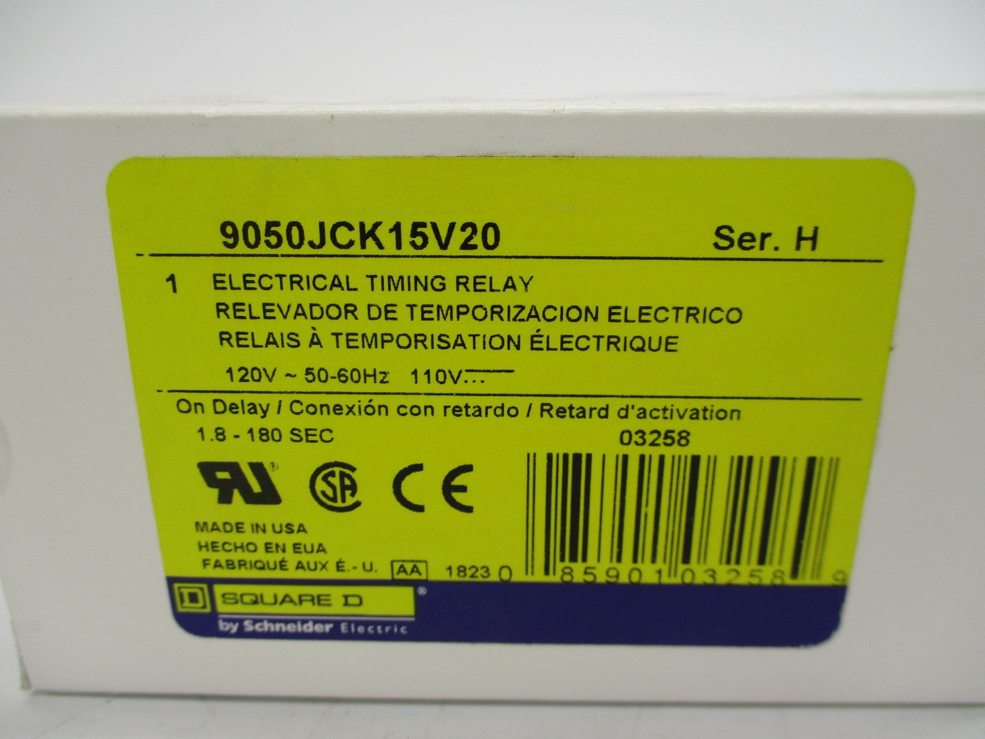 SQUARE D 9050JCK15V20 SER. H 110/120V 10A 1.8-180S NSMP