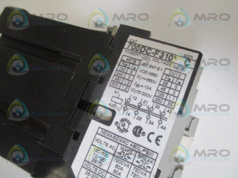ALLEN BRADLEY 700DC-F310Z24 SER. C CONTROL RELAY 24VDC UNMP