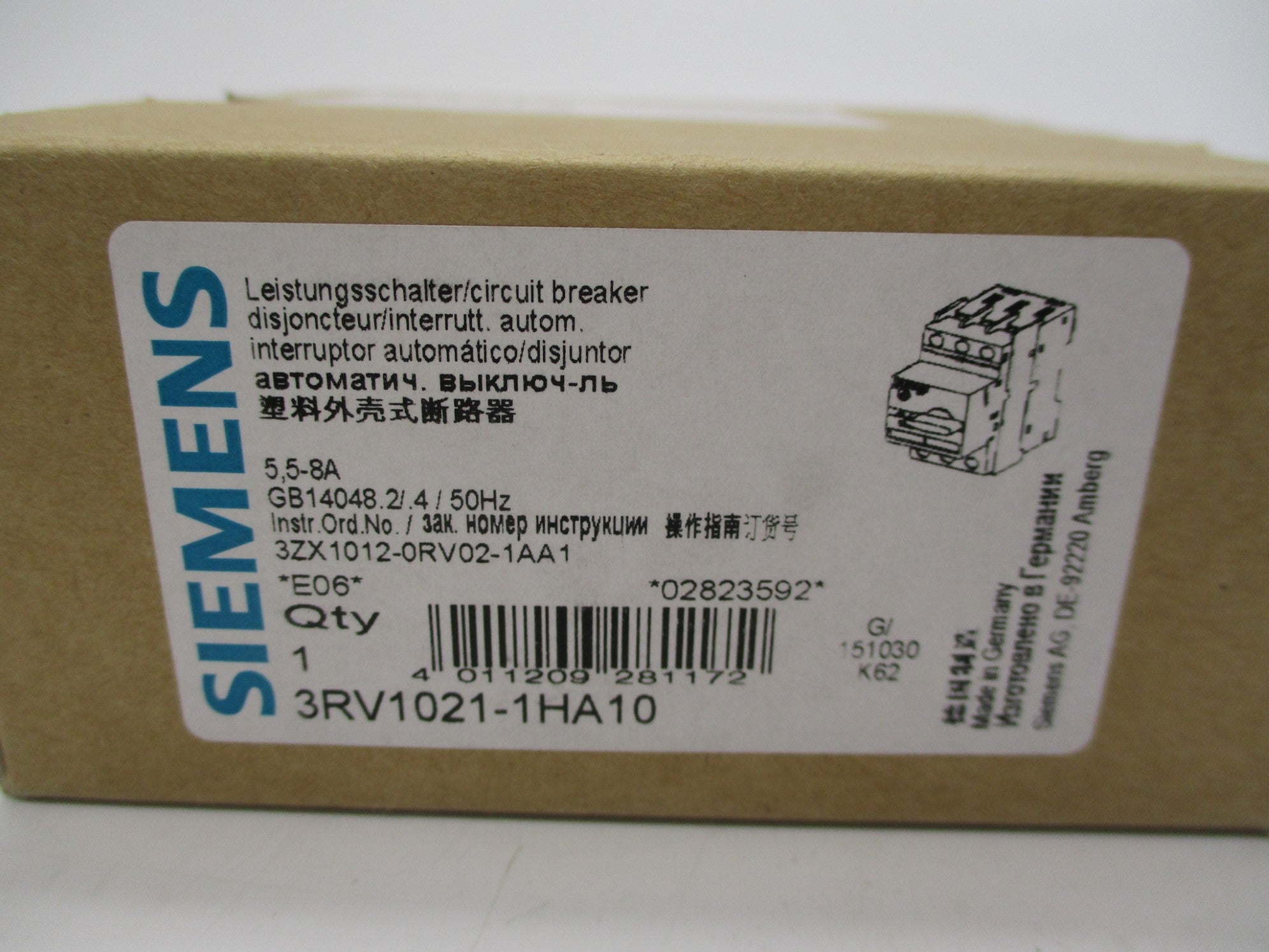 SIEMENS 3RV1021-1HA10 690V 5.5-8A NSMP