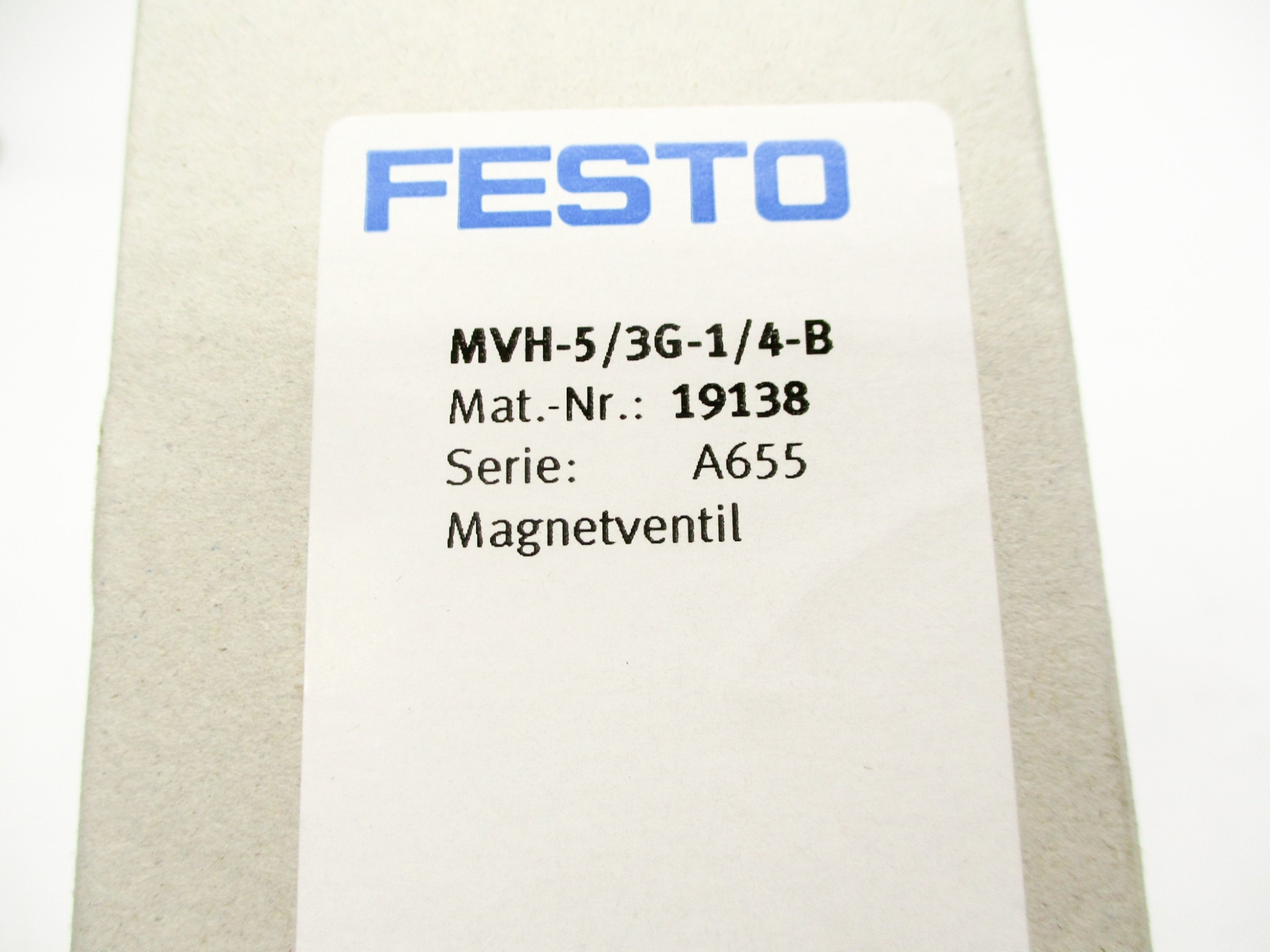 FESTO MVH-5/3G-1/4-B 19138 20.4-26.4VDC 40-145PSI NSMP