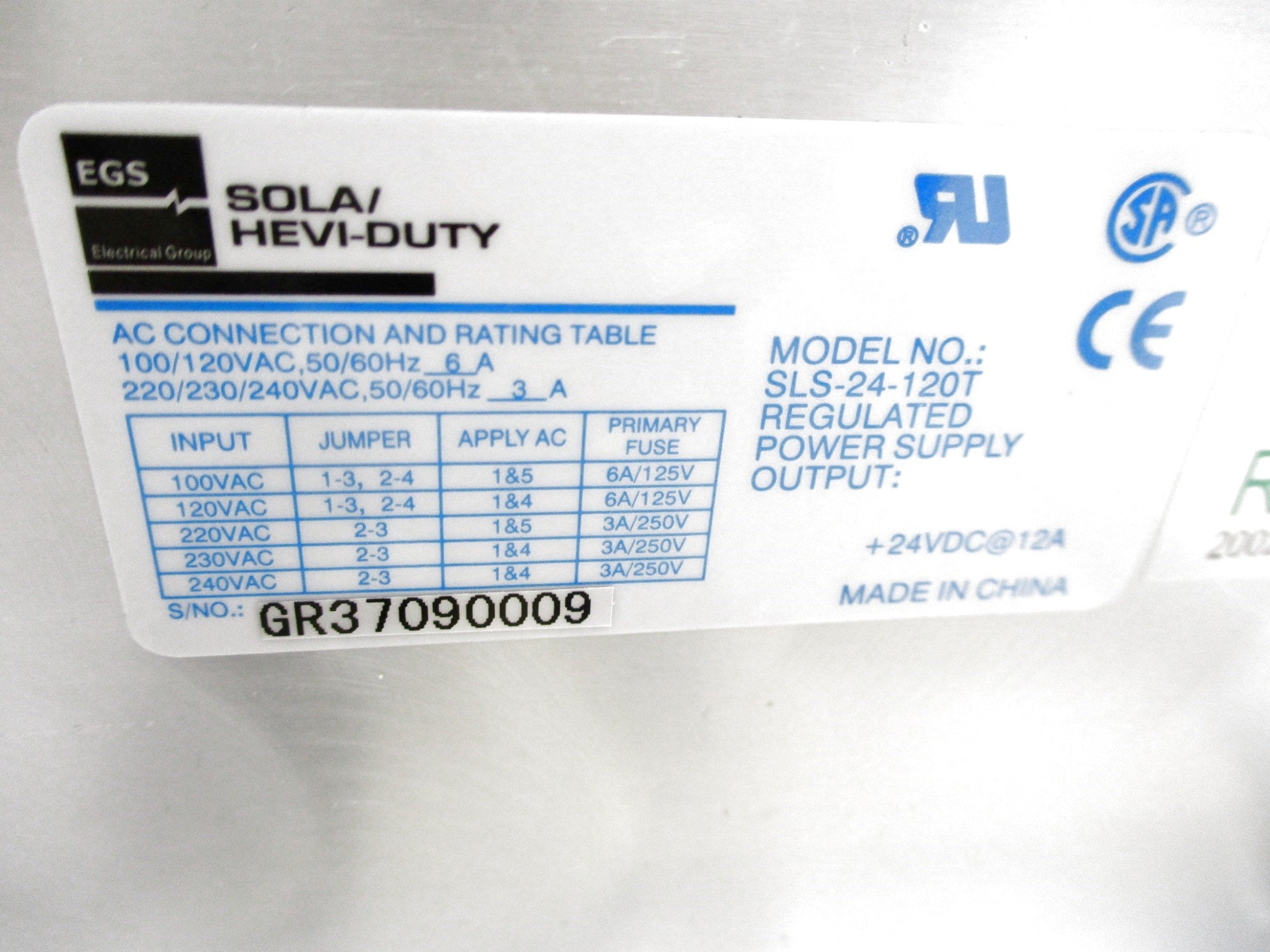 SOLA SLS-24-120T 250V 12A NSMP