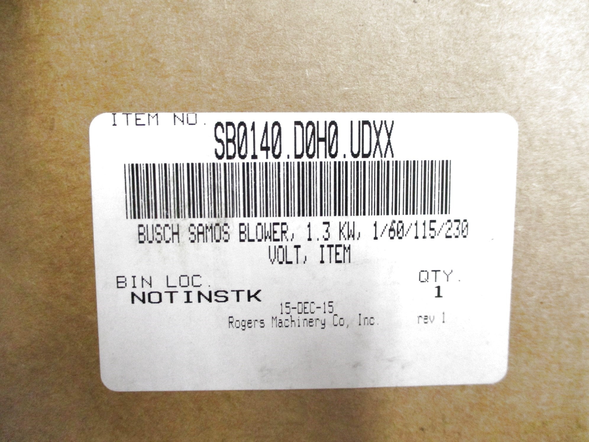 BUSCH SB0140D0H0UDXX 115/230V 7/14A NSMP