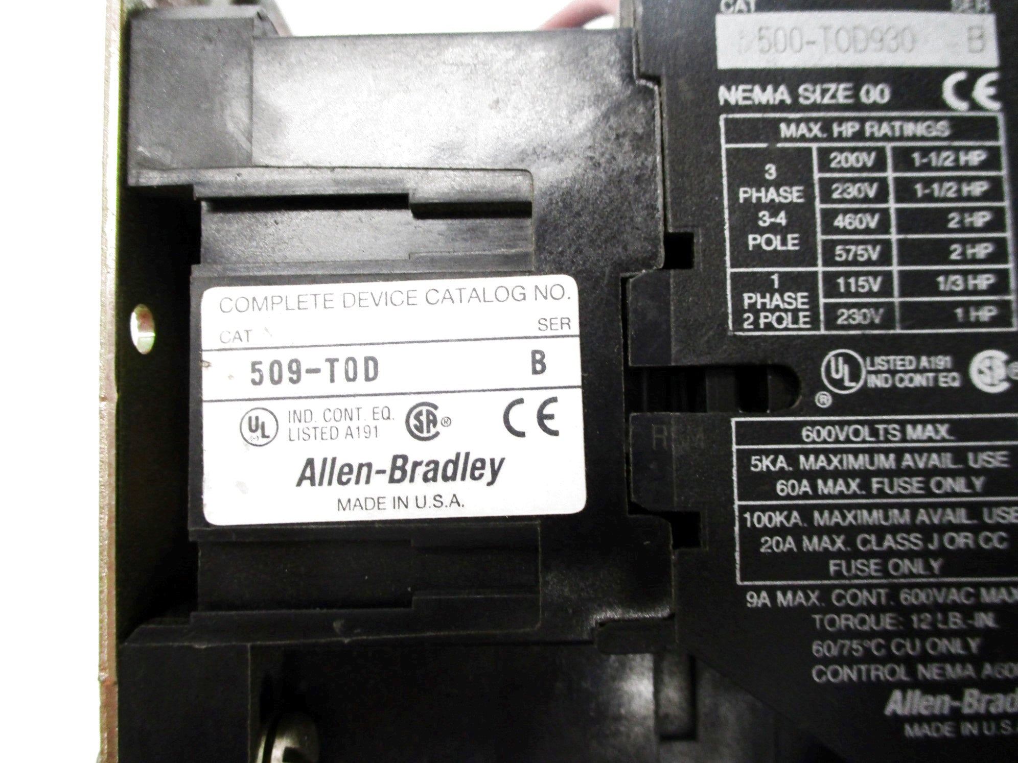 INDUSTRIAL SPARE PART 509-TOD SER. B 110/120V 9A UNMP