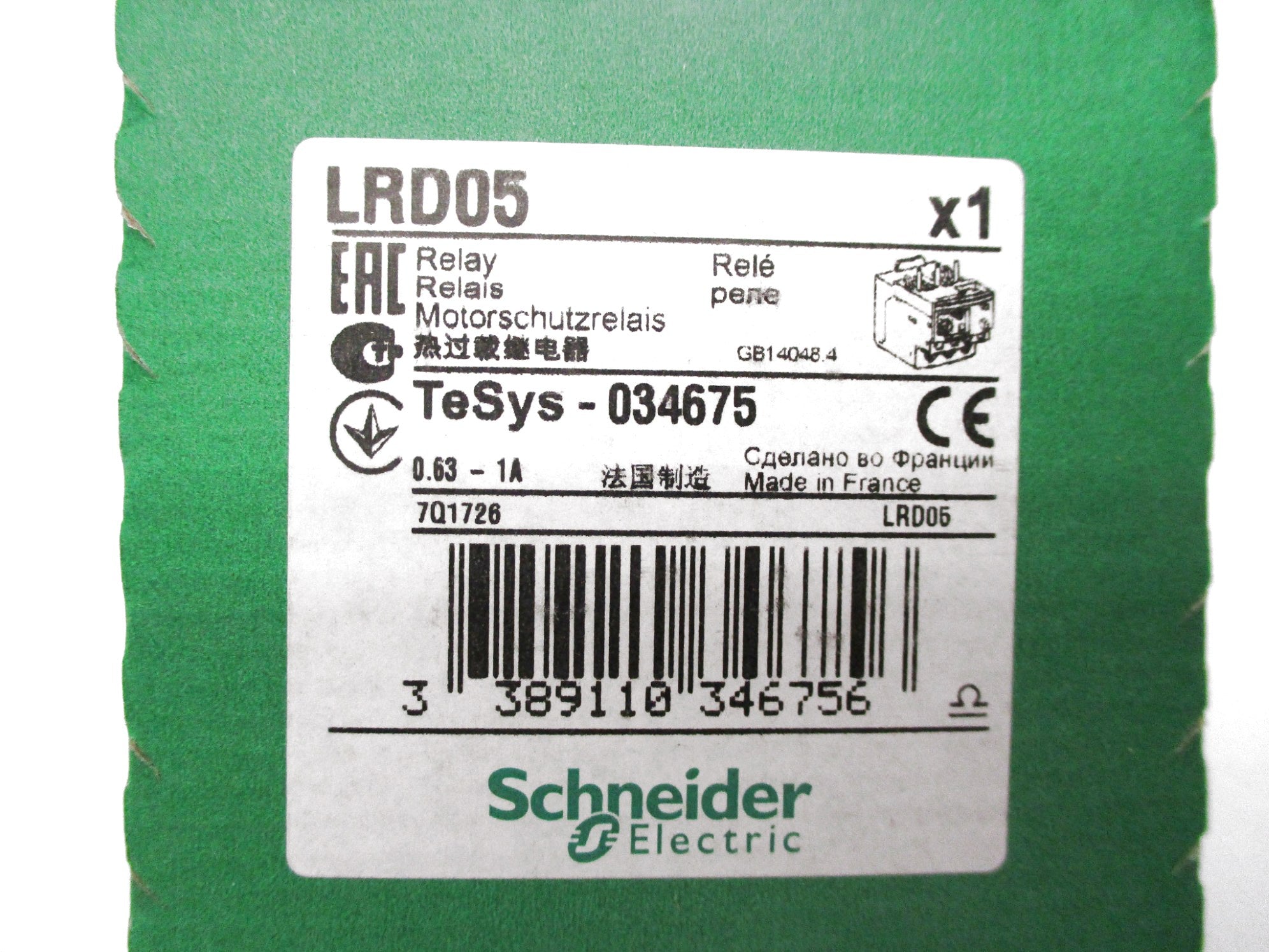 SCHNEIDER ELECTRIC LRD05 0.63-1A NSFS