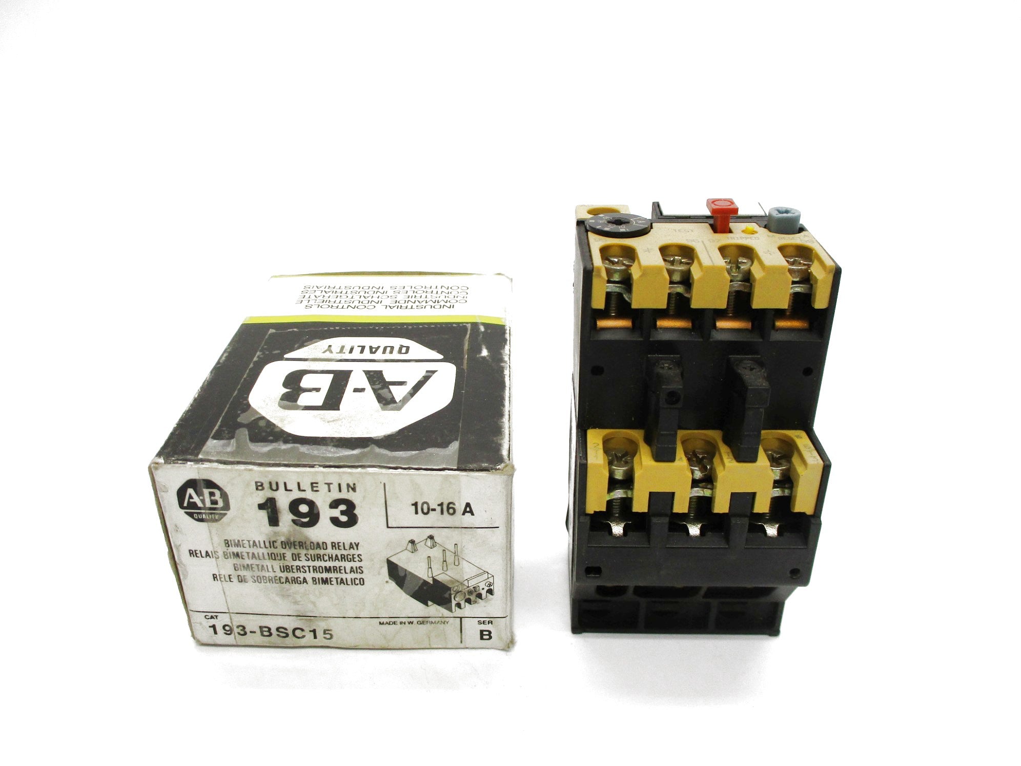 ALLEN BRADLEY 193-BSC15 SER. B 600V 10-16A (BK/YL) NSMP