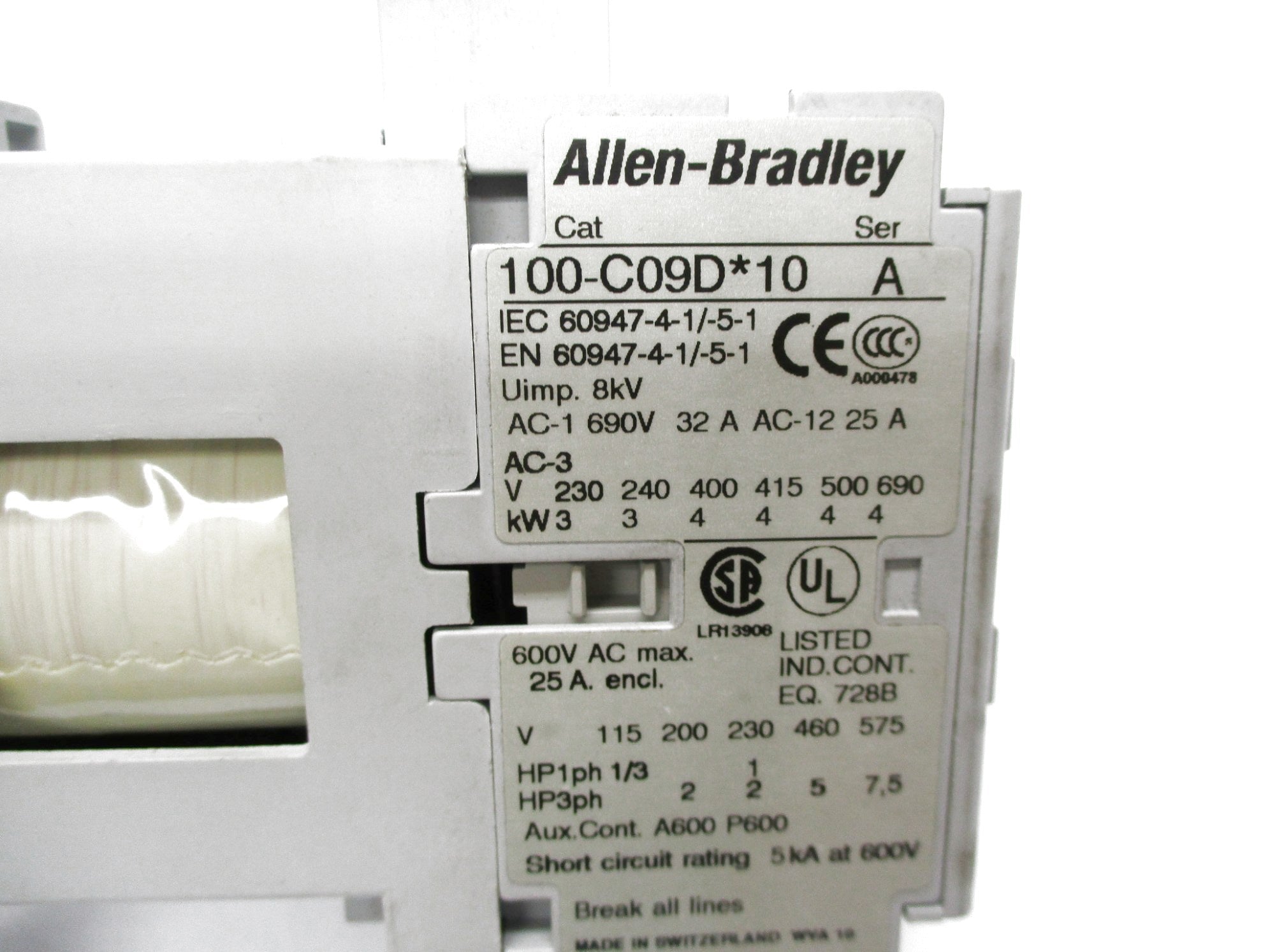 ALLEN BRADLEY 100-C09DJ10 SER. A 24VDC (BR/WH) NSMP