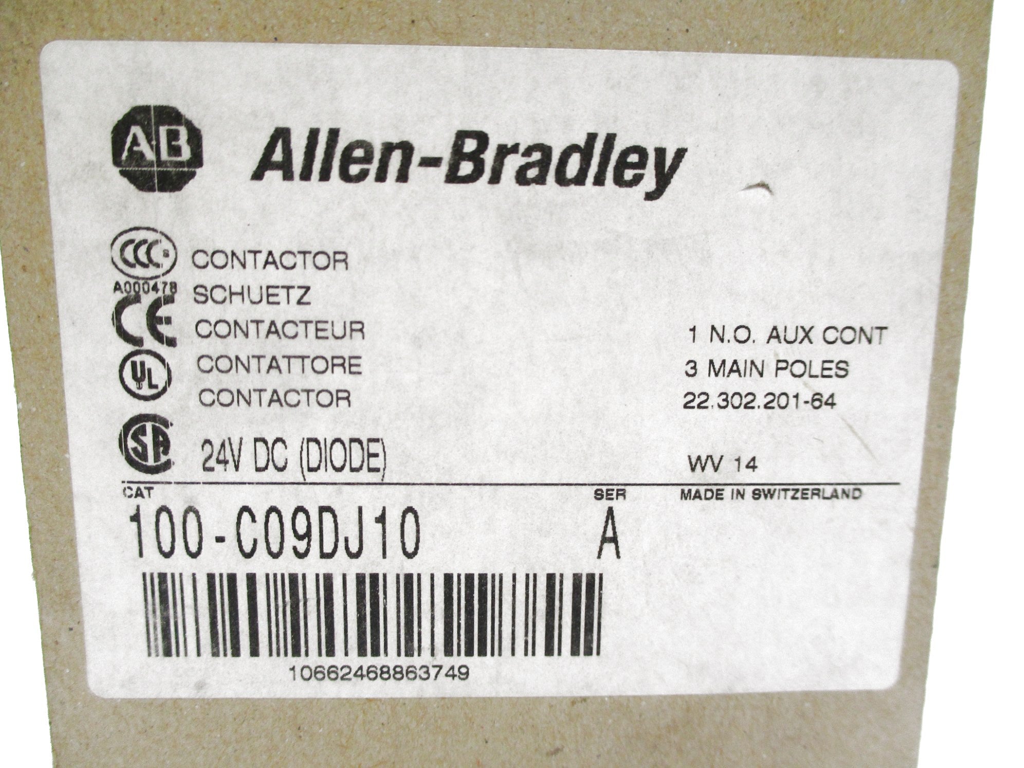 ALLEN BRADLEY 100-C09DJ10 SER. A 24VDC (BR/WH) NSMP