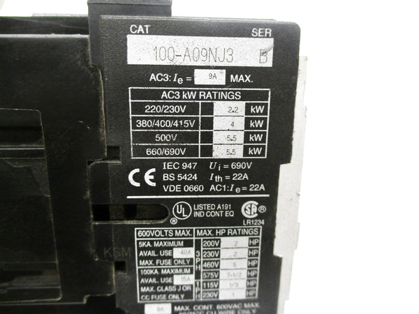 ALLEN BRADLEY 100-A09NJ3 SER. B (AS PICTURED) UNMP