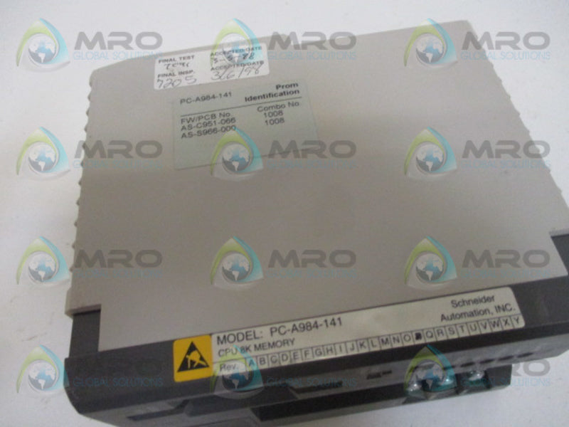 SCNEIDER AUTOMATION PC-A984-141 CPU MODULE 8K MEMORY 2XMB COMPACT UNMP