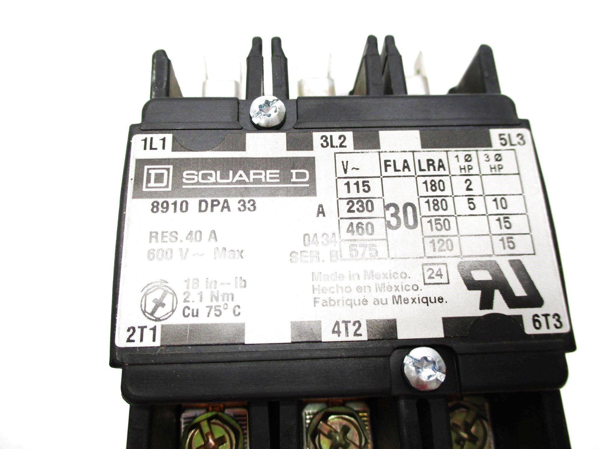 SQUARE D 8910DPA33V02 SER. B 110/120V 30A NSMP