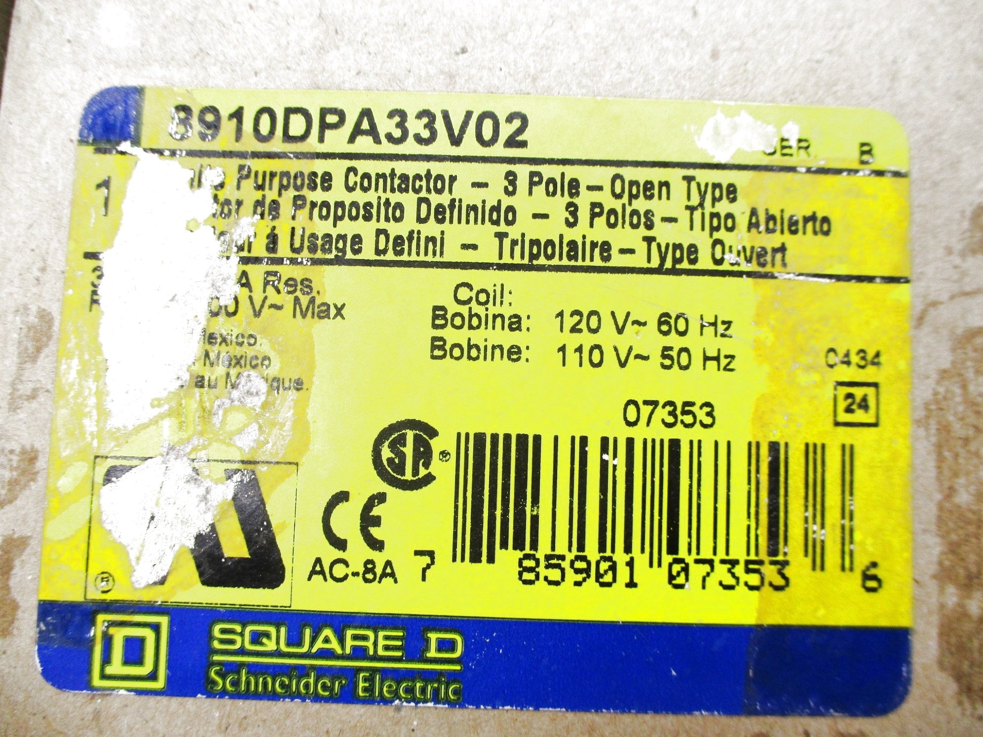 SQUARE D 8910DPA33V02 SER. B 110/120V 30A NSMP