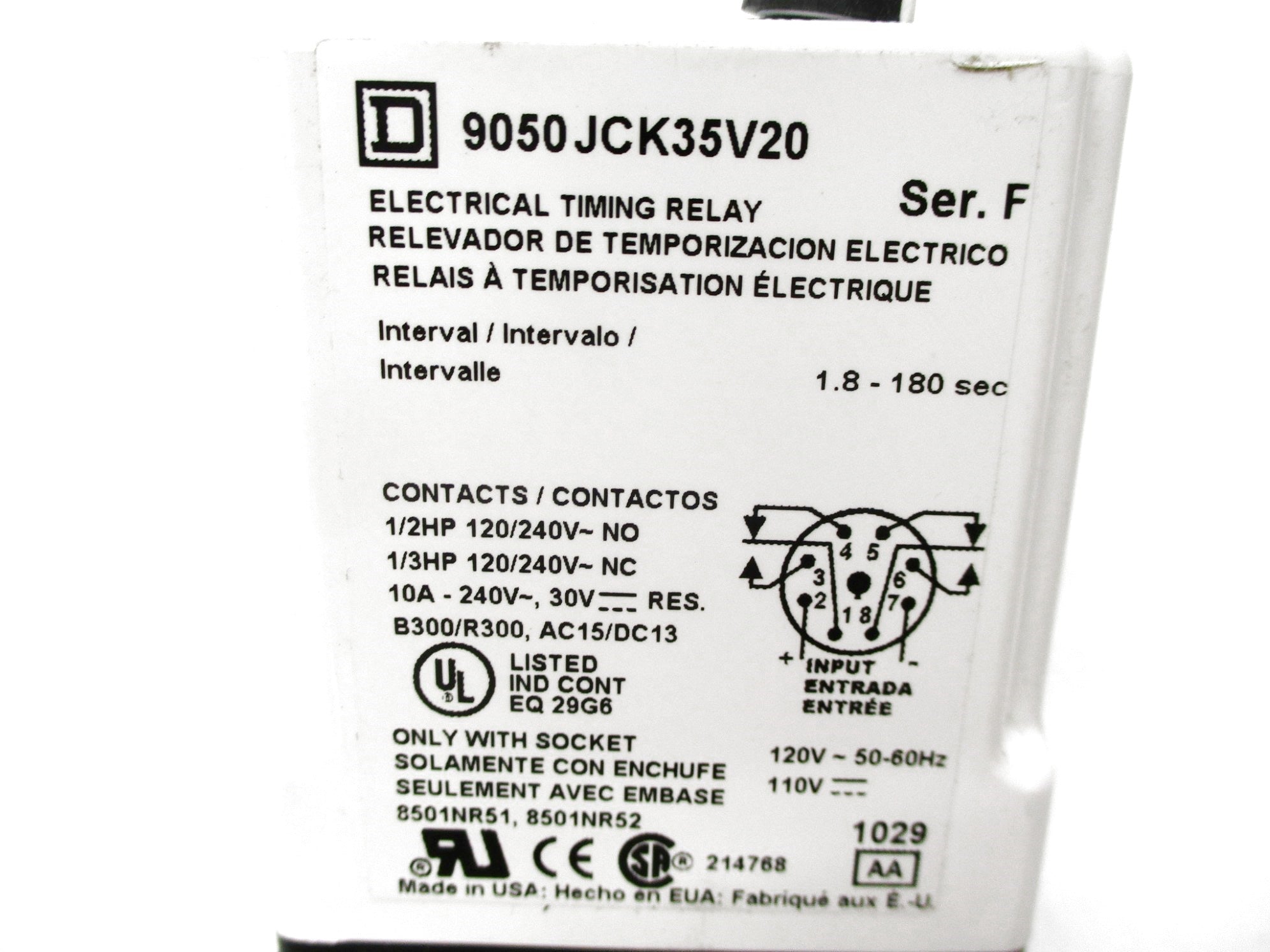 SQUARE D 9050JCK35V20 SER. F 120V NSMP