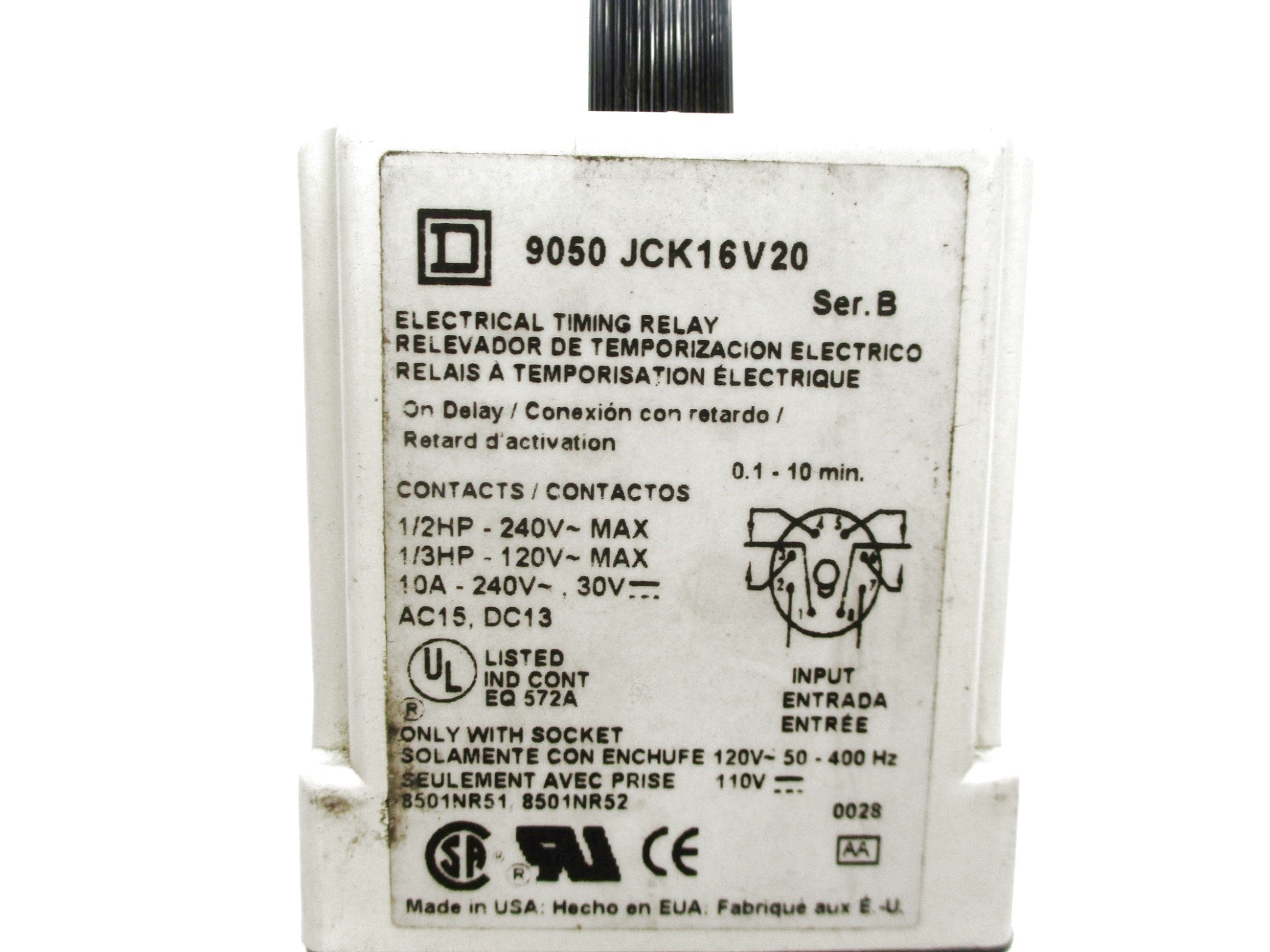 SQUARE D 9050JCK16V20 SER. B UNMP