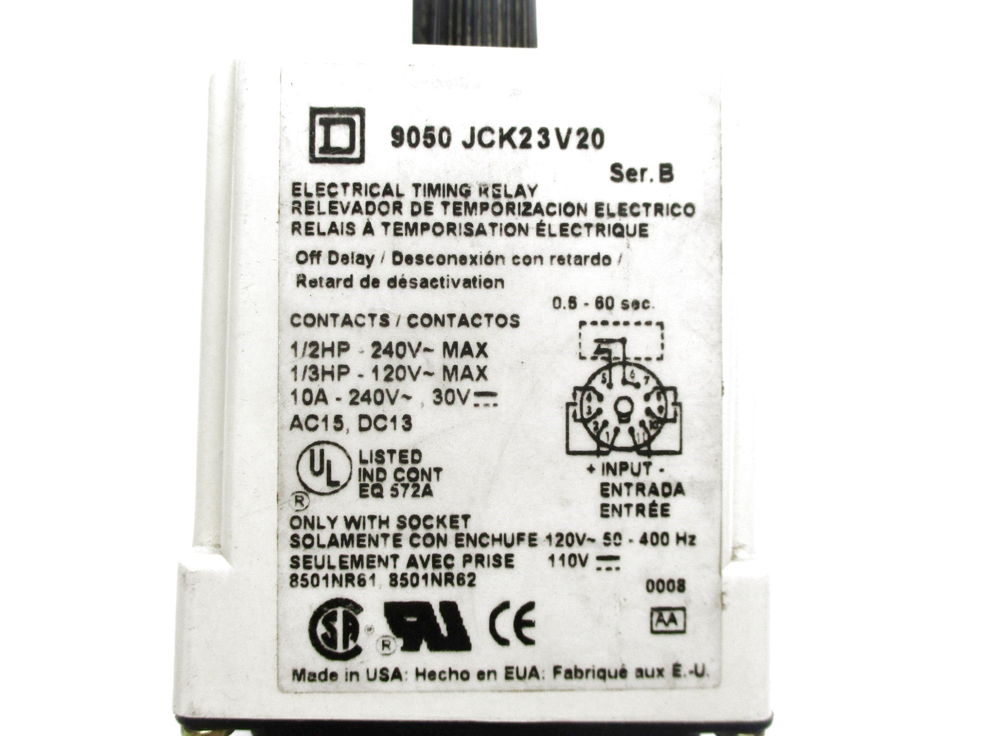 SQUARE D 9050JCK23V20 SER. B UNMP