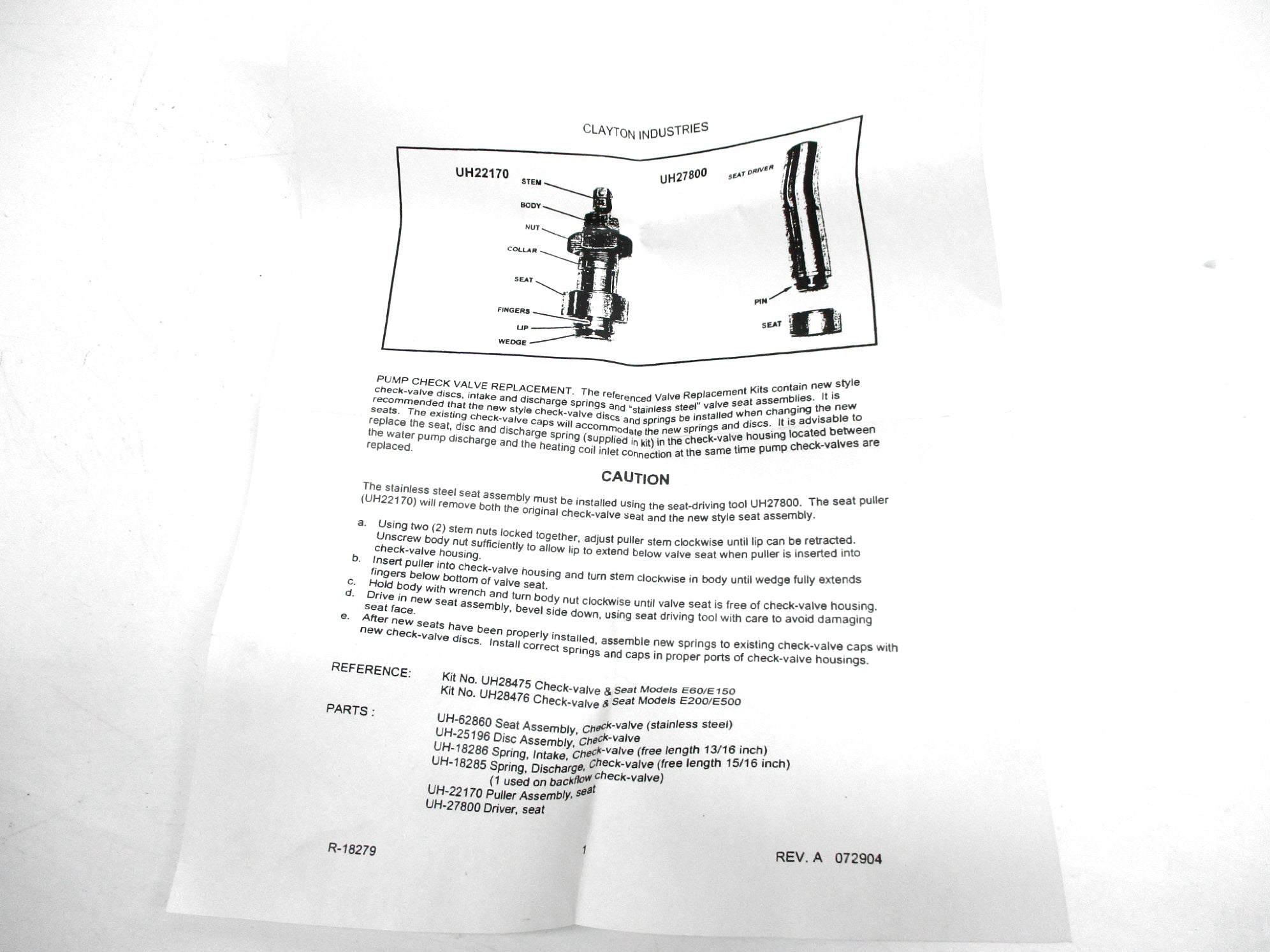 SPARE PART KIT UH28475 NSMP