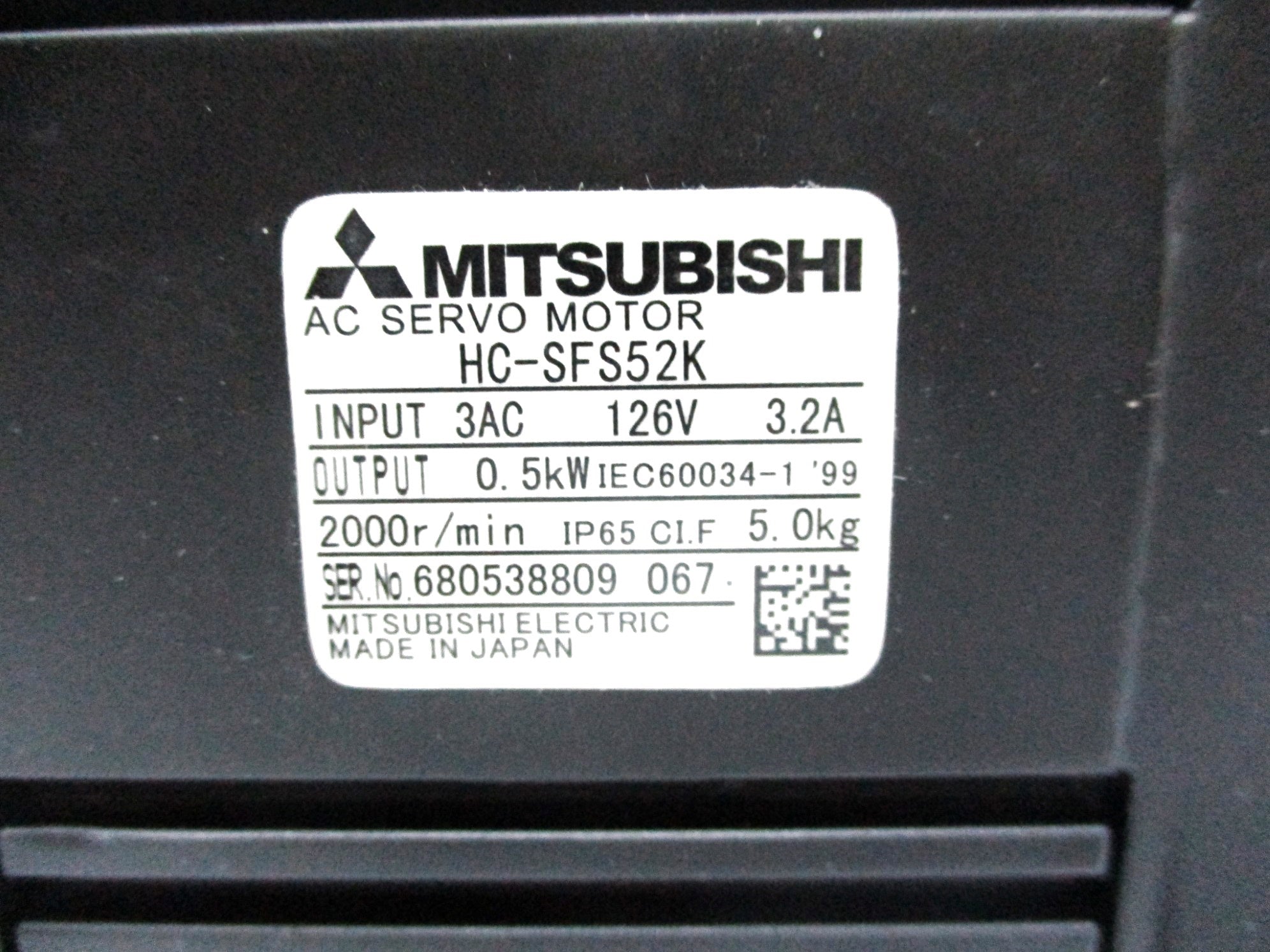MITSUBISHI HC-SFS52K 126VAC 3.2A NSMP