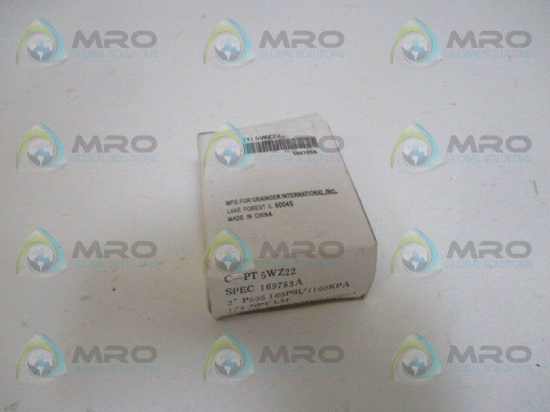 GRAINGER 5WZ22 GAUGE 160PSI 2" NSMP