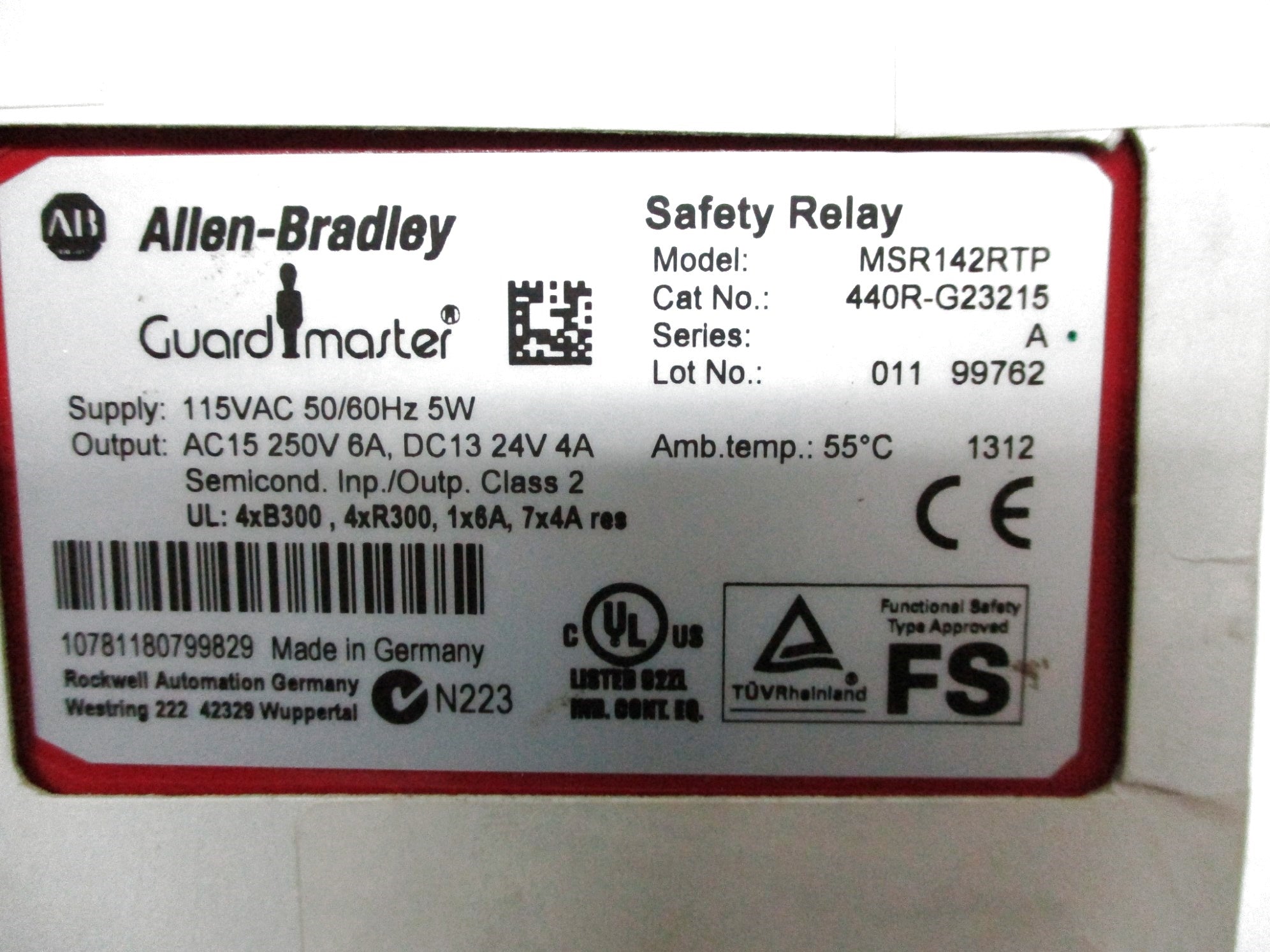 ALLEN BRADLEY 440R-G23215 SER. A 115VAC (WH) NSMP