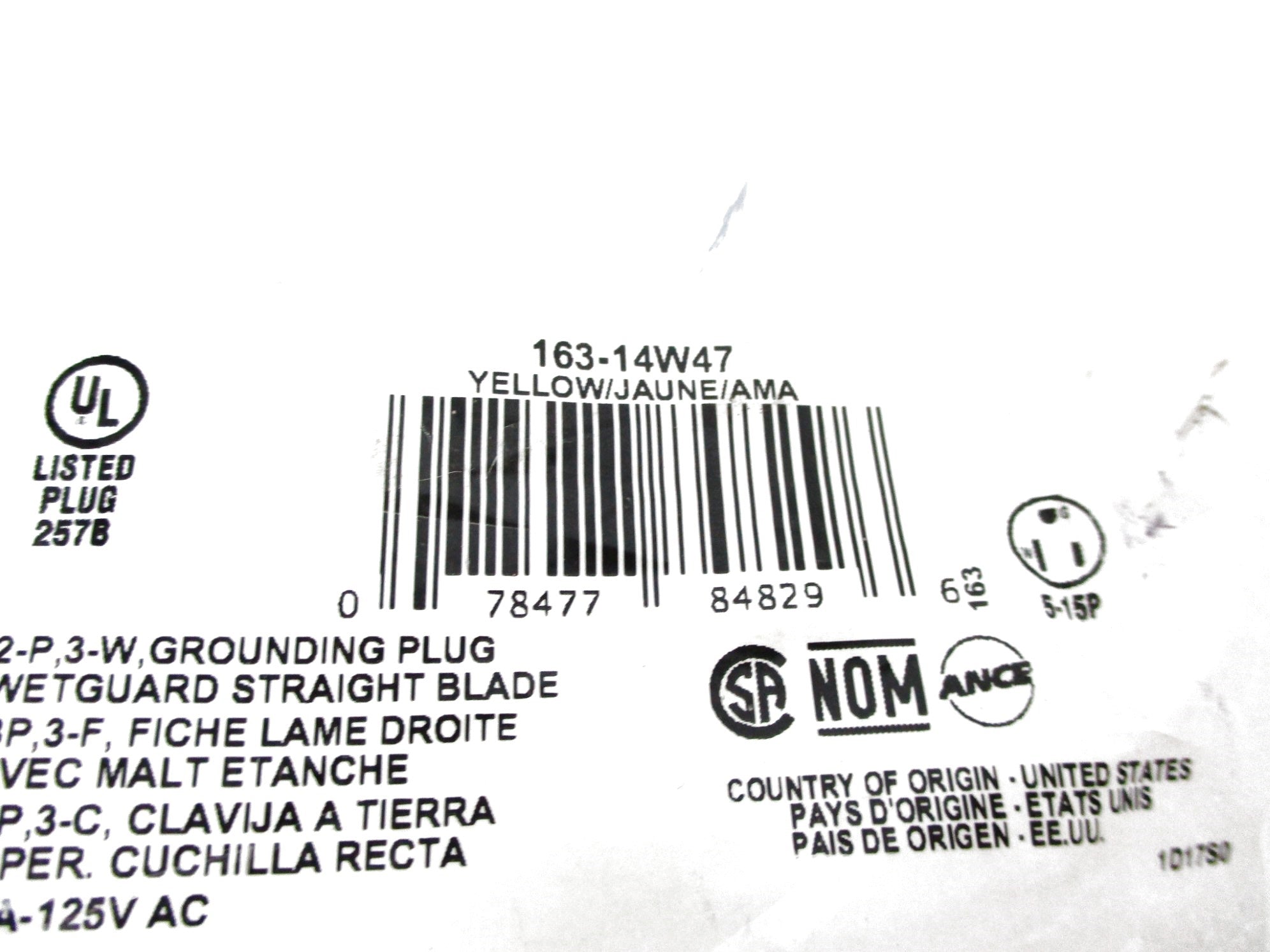 LEVITON 163-14W47 125VAC 15A NSMP