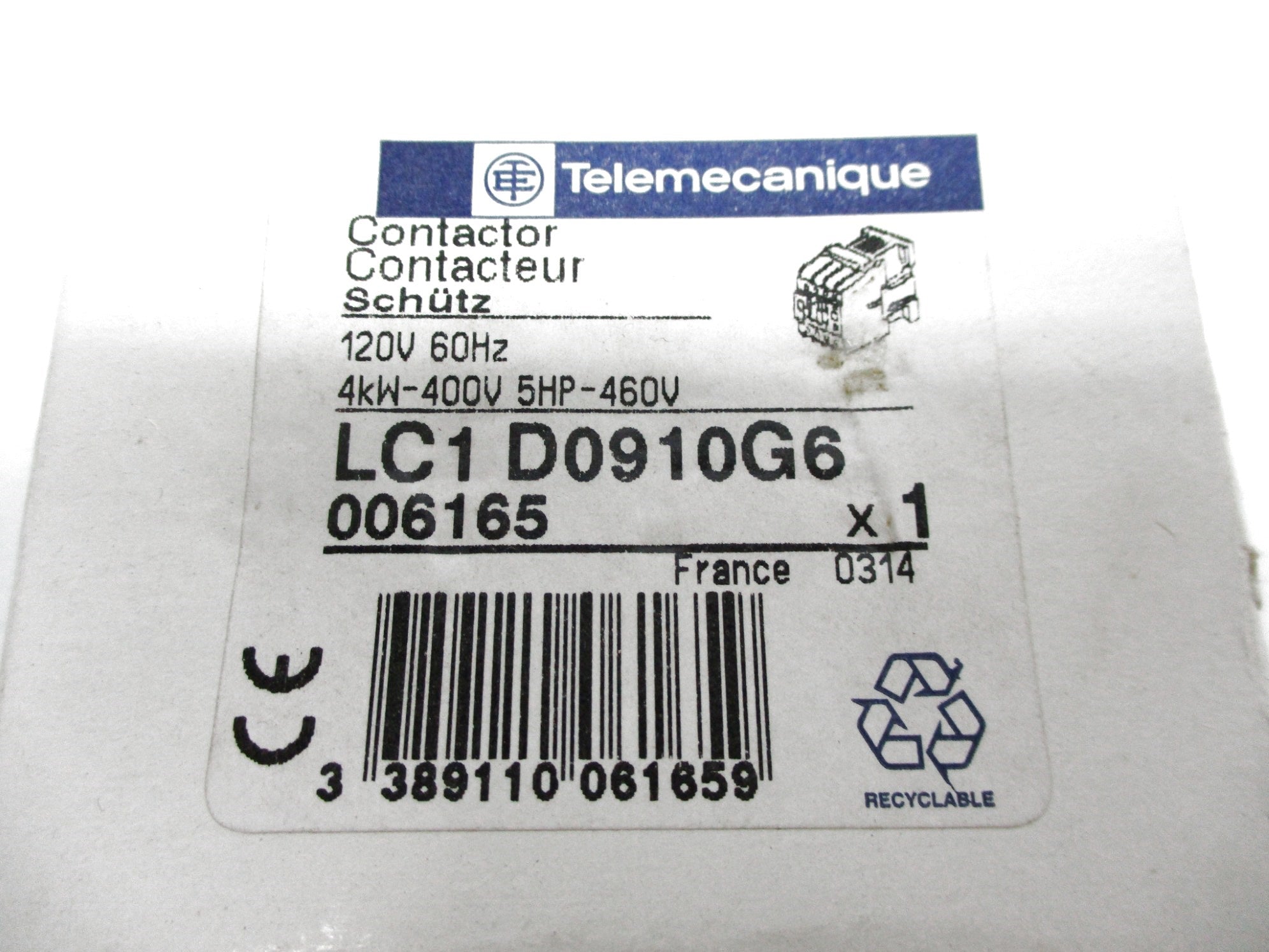 TELEMECANIQUE LC1D0910G6 120V NSMP
