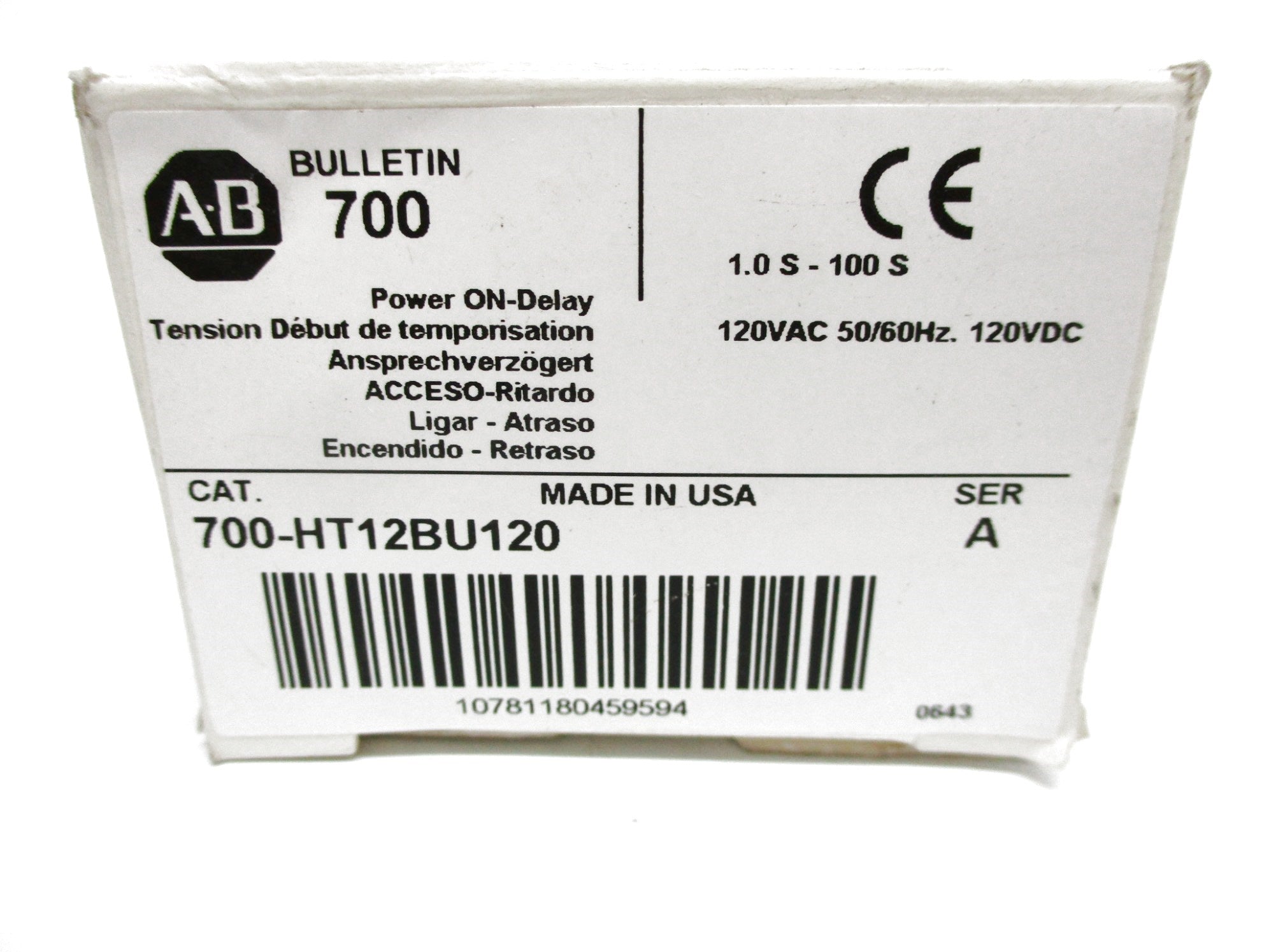 INDUSTRIAL SPARE PART 700-HT12BU120 SER. A 120VAC 10A 1.0S-100S (WH) NSMP